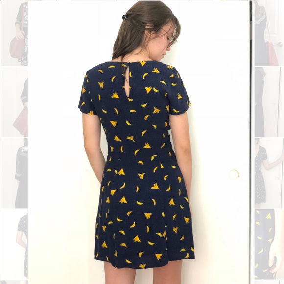 Zara Mini Banana Navy Dress - Picture 3 of 3